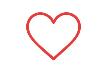 Minimalist red outline heart shape representing love romance and affection