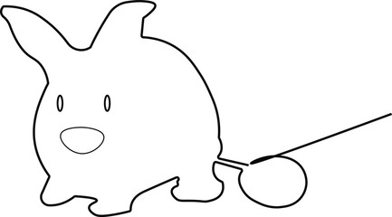 Bunny line art style icon. Rabbit line art icon. Abstract outline rabbit. Continous line drawing
The image provided is a black and white outline, likely intended for a coloring page.

