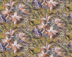 abstract watercolor flower leaves pattern design light yellow background stock design seamless floral pattern new concept textile design creative allover design repeat pattern fabric print design 