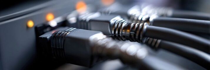 Ethernet cables connecting network devices in close-up view