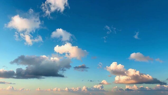 crisp 4K UHD time lapse displaying bright skies filled with drifting white clouds moving organically across vibrant blue background delivering peaceful natural scene perfect for nature mes sky