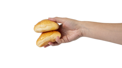 Bread loaf in hand on transparent background