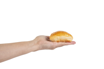 Bread loaf in hand on transparent background