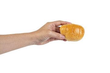 Bread loaf in hand on transparent background