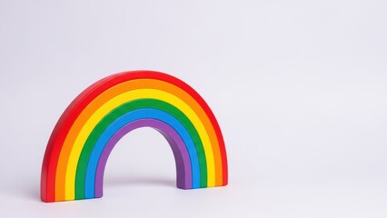 Obraz premium Colorful wooden rainbow toy on white background