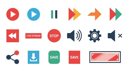 Fototapeta premium Collection of Multimedia and User Interface Icons for Digital Applications.