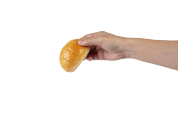 Bread loaf in hand on transparent background