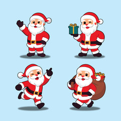 Cute Cartoon Santa Claus Character Set Collection