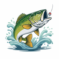 Largemouth bass catching a bite