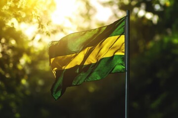 flag flies with Vibrant Colors and Bright Sunlight in the Sky Outdoors