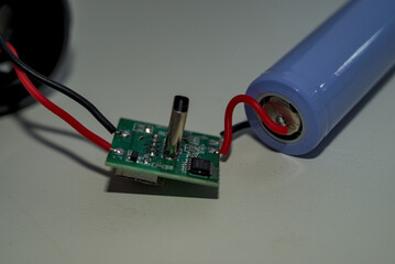 Flashlight components isolated. Macro shot.