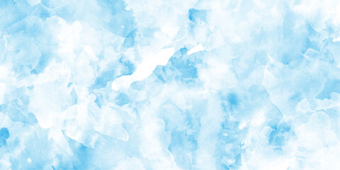 Obraz premium Pastel blue paper texture pattern background, Abstract blue sky with clouds, Light blue background with watercolor, cold ice color art, contemporary artistic backdrop,
