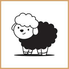 A cute cartoon vector illustration of a happy white lamb character with fluffy wool isolated on a white background for a funny farm animal comic drawing