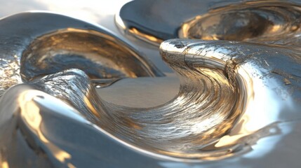 Abstract Metallic Waves create Stunning Visuals with Sculptural Formations