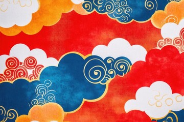 Stylized Clouds Swirls With Colorful Harmony And Oriental Art Themes