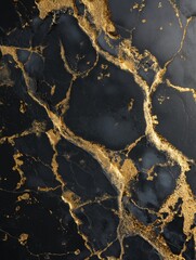 Fototapeta premium A luxurious black surface with golden veining in an organic arrangement.