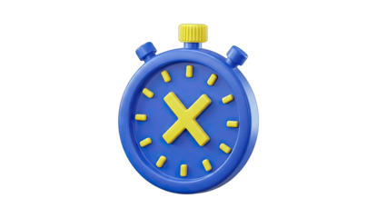 3D Stopwatch Icon on White Background