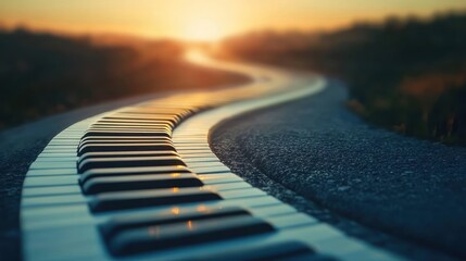 Piano Keys Leading to a Bright Horizon - A Musical Journey.