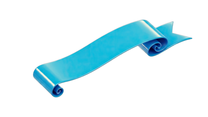 Blue Ribbon Banner Floating on White Background