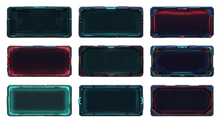 Futuristic interface panels of a spaceship control room waiting for user input in a sleek on transparent background