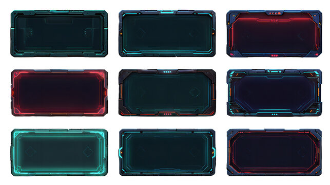 Futuristic interface panels of a spaceship control room waiting for user input in a sleek on transparent background