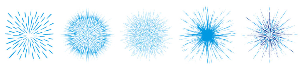 Obraz premium Set of blue starburst explosion designs