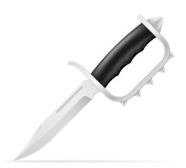 unusual original knife with a knuckle-duster handle weapon vector illustration isolated on white background