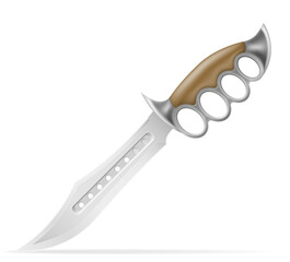 unusual original knife with a knuckle-duster handle weapon vector illustration isolated on white background