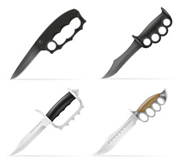 unusual original knife with a knuckle-duster handle weapon vector illustration isolated on white background