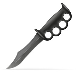 unusual original knife with a knuckle-duster handle weapon vector illustration isolated on white background