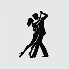 Elegant Dancing Couple Silhouette in Romantic Pose