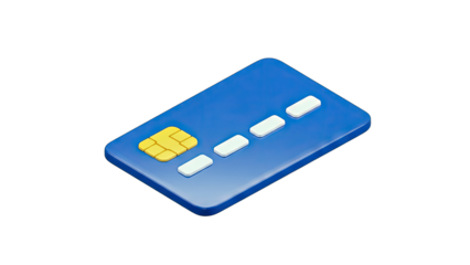 Blue Credit Card Isolated on White Background