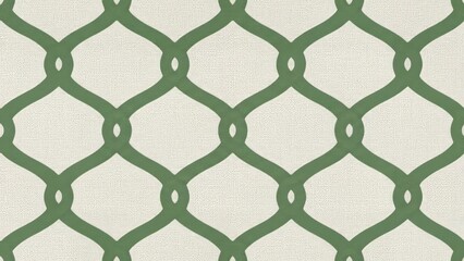 Naklejka premium Classic Green and Beige Pattern with Interwoven Decorative Design