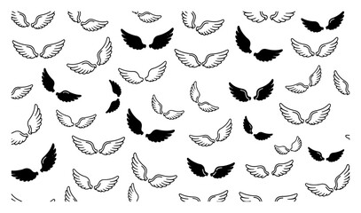 Seamless background pattern with angel wings concept of freedom religion and flight vector texture © Katarzyna