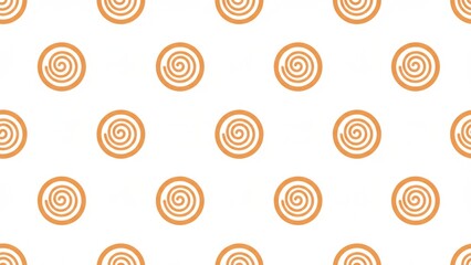 Repeating Geometric Pattern with Orange Swirls on White Background