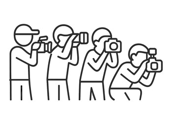 Professional media crew capturing footage and images with cameras and video equipment