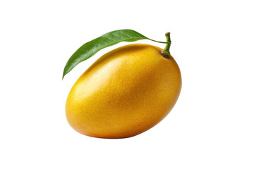 Ripe yellow mango with green leaf on black background fruit, Isolated On White Background, Png Transparent