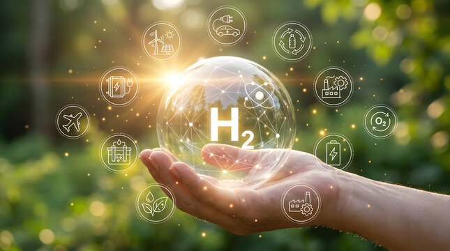 Hydrogen Power (H2) Concept in Hand: Sustainable and Clean Energy