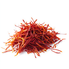 Naklejka premium Saffron Threads Isolated on White Background 하얀 배경에 분리된 사프란 실 가닥