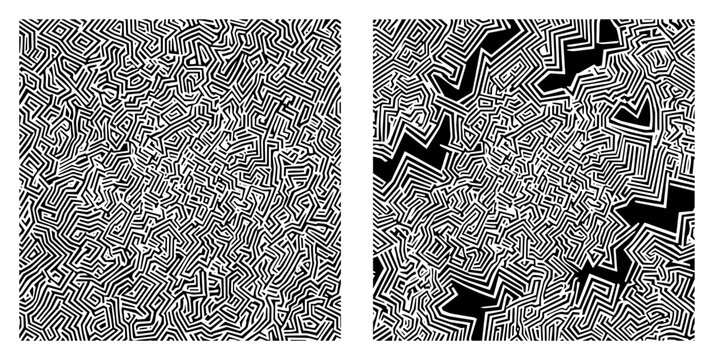 Abstract Geometric Labyrinth Pattern Vector Set with Optical Illusion and Zigzag Camouflage Texture in Black and White