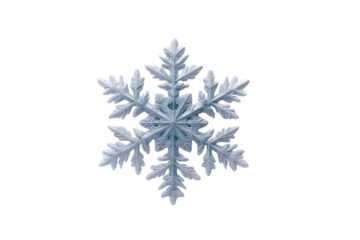 Single pale blue snowflake detailed ice crystal isolated on black background winter cold, Isolated On White Background, Png Transparent