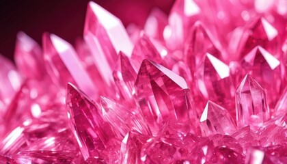 Fototapeta premium abstract pink polyhedral crystal pattern with a shiny and reflective surface. The play of light and texture creates a mysterious and elegant atmosphere.