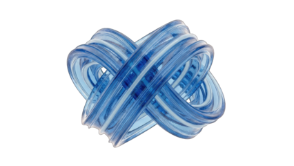 Abstract Blue Glass Sculpture on White Background