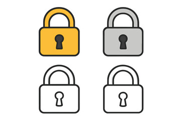 Collection of four closed padlock symbols representing digital security, data protection, and privacy