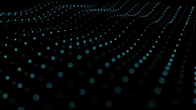 Digital wave dot particles animation. Abstract data flow visual. Futuristic techno background for innovation concept.