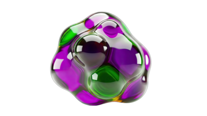 Abstract Colorful Blob with Reflections on White Background