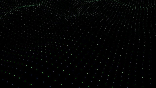 Abstract digital wave dot particles animation video with flowing matrix grid for futuristic technology background.
