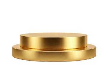 Two tiered golden podium on black background for product display stage, Isolated On White Background, Png Transparent