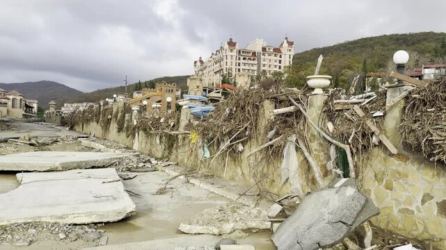 Elenite holiday village, Bulgaria, two months after the devastating flood in October 2025.