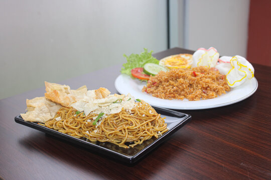 Indonesian Fried Noodles and Rice Feast